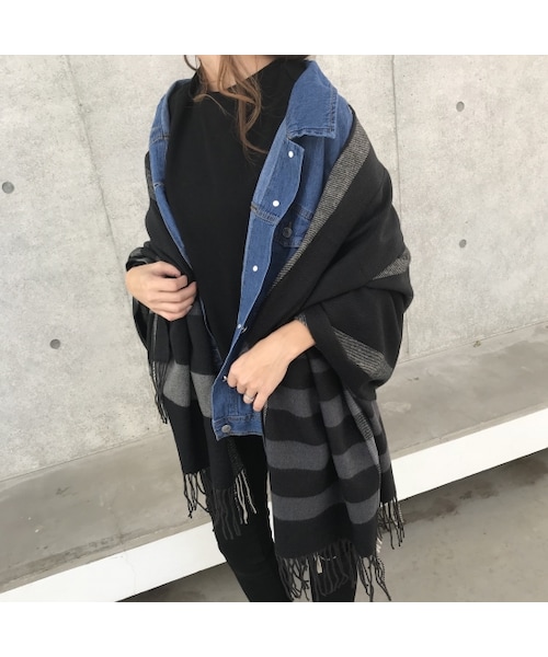 copine(コピン)の「再入荷!大人カラーチェック柄大判ストール/マフラー(3color)【クリックポスト対象商品】(ストール/ショール・レディース・その他)」の6枚目の写真