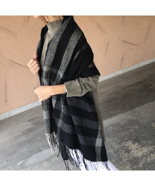 copine(コピン)の「再入荷!大人カラーチェック柄大判ストール/マフラー(3color)【クリックポスト対象商品】(ストール/ショール・レディース・その他)」の4枚目の写真