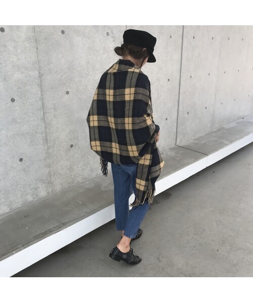copine(コピン)の「再入荷!大人カラーチェック柄大判ストール/マフラー(3color)【クリックポスト対象商品】(ストール/ショール・レディース・その他)」の9枚目の写真