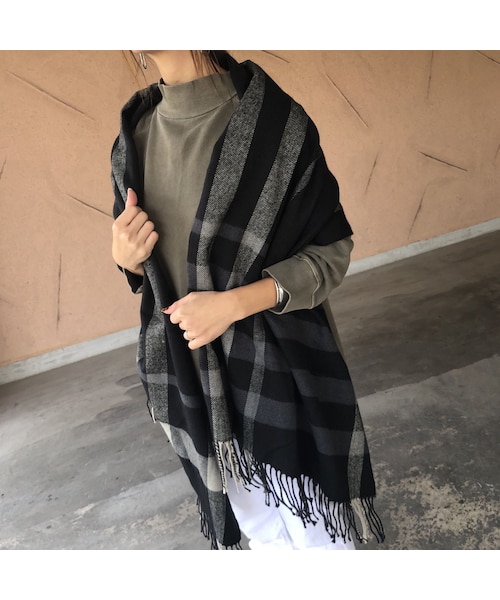 copine(コピン)の「再入荷!大人カラーチェック柄大判ストール/マフラー(3color)【クリックポスト対象商品】(ストール/ショール・レディース・その他)」の3枚目の写真