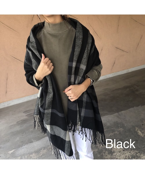 copine(コピン)の「再入荷!大人カラーチェック柄大判ストール/マフラー(3color)【クリックポスト対象商品】(ストール/ショール・レディース・その他)」の1枚目の写真