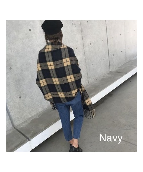copine(コピン)の「再入荷!大人カラーチェック柄大判ストール/マフラー(3color)【クリックポスト対象商品】(ストール/ショール・レディース・その他)」の7枚目の写真