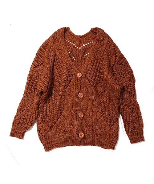 Tiffee SELECT（ティフィーセレクト）の「ざっくりローゲージニットカーディガン（カーディガン/ボレロ・レディース・アイボリー/ブラウン・F）」の2枚目の写真