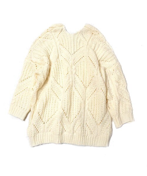 Tiffee SELECT（ティフィーセレクト）の「ざっくりローゲージニットカーディガン（カーディガン/ボレロ・レディース・アイボリー/ブラウン・F）」の5枚目の写真