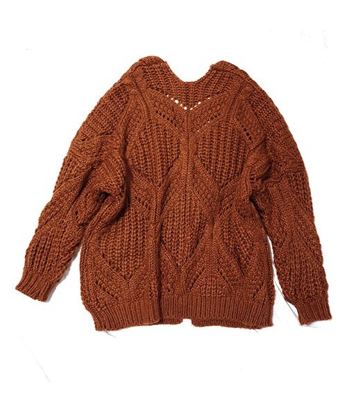 Tiffee SELECT（ティフィーセレクト）の「ざっくりローゲージニットカーディガン（カーディガン/ボレロ・レディース・アイボリー/ブラウン・F）」の8枚目の写真