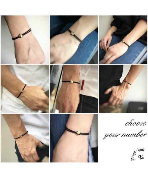 28 vingt-huit（ヴァン ユィット）の「ヴァン ユィット 777ナンバー ワックスコード 紐ブレスレット（ブレスレット・メンズ・ゴールド・Free）」の3枚目の写真