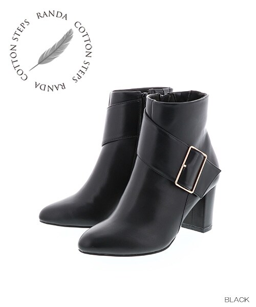 RANDA（ランダ）の「2018AW新作/COTTON STEPS/バックルベルトショートブーツ（シューズ・レディース・ブラウン/ブラック・S/M/L/LL）」の2枚目の写真