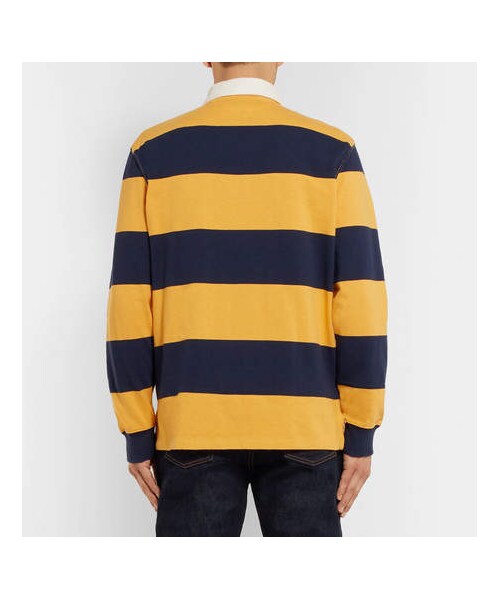 POLO RALPH LAUREN（ポロ ラルフ ローレン）の「Polo Ralph Lauren Twill-Trimmed Striped Cotton-Jersey Polo Shirt（シャツ/ブラウス・メンズ・Yellow・XXL/XL/S/M/L）」の4枚目の写真