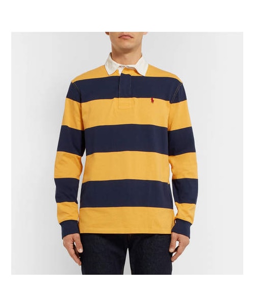 POLO RALPH LAUREN（ポロ ラルフ ローレン）の「Polo Ralph Lauren Twill-Trimmed Striped Cotton-Jersey Polo Shirt（シャツ/ブラウス・メンズ・Yellow・XXL/XL/S/M/L）」の3枚目の写真