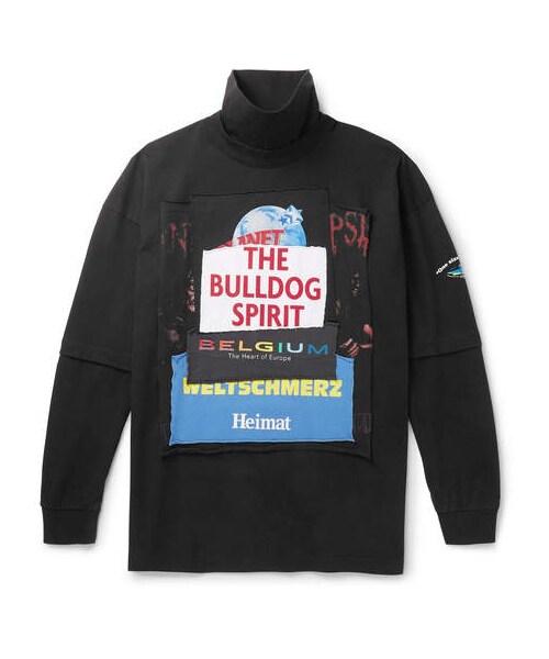 VETEMENTS(ヴェトモン)の「Vetements Oversized Appliquéd Cotton-Jersey Rollneck Sweatshirt(スウェット・メンズ・Black・M/L/S/XS)」の1枚目の写真