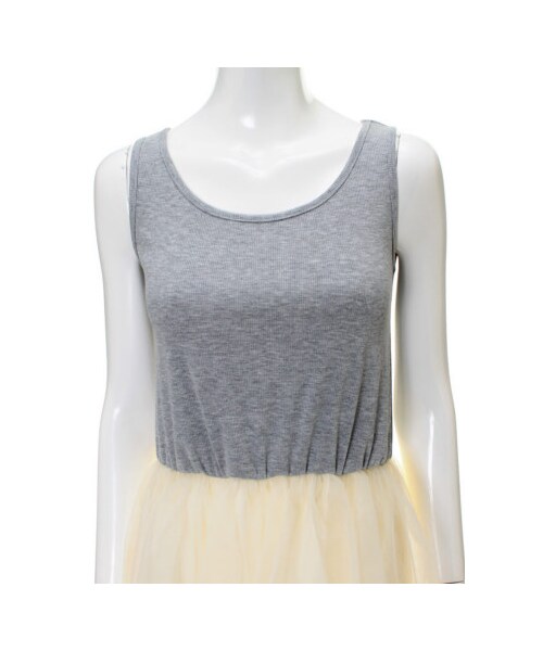 31 Sons de mode（トランテアン　ソン　ドゥ　モード）の「タンク付チュールロングワンピース（ワンピース/ドレス・レディース・グレー/オフホワイト・３６）」の5枚目の写真