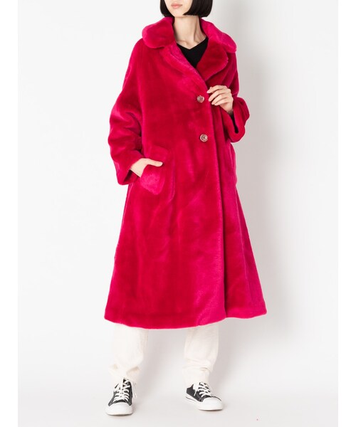 MATRIOCHKAダークグリーン ラウンドカラー エコファーコート MATRIOCHKAダークグリーン ラウンドカラー エコファーコート Jakke