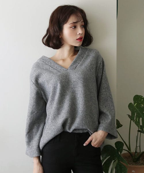 DHOLIC（ディーホリック）の「Vネックワイドスリーブニット（ニット/セーター・レディース・オレンジ/グレー/ブラック・FREE）」の3枚目の写真