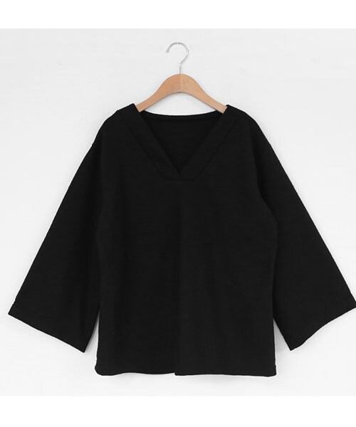 DHOLIC（ディーホリック）の「Vネックワイドスリーブニット（ニット/セーター・レディース・オレンジ/グレー/ブラック・FREE）」の2枚目の写真