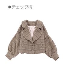 Bobon21 | ランタン袖ショート丈ジャケット-全2色-(ピーコート)