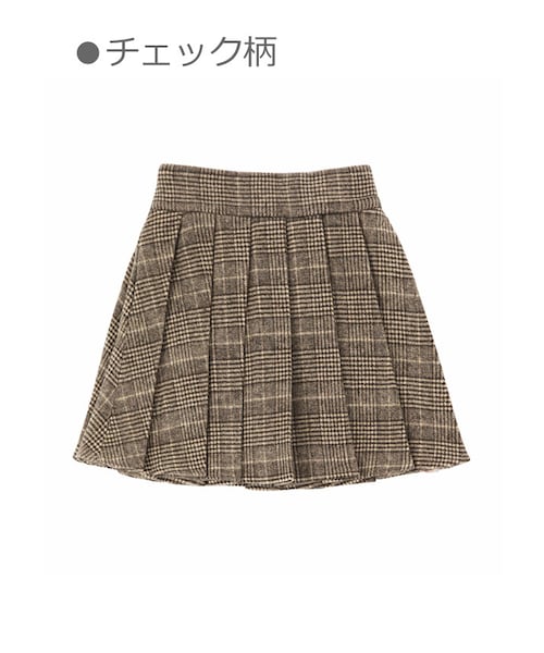 Bobon21(ボボンニジュウイチ)の「羊毛混ミニ丈プリーツスカート-全2色-(スカート・レディース・ブラウン/ベージュ・S/M/L)」の1枚目の写真