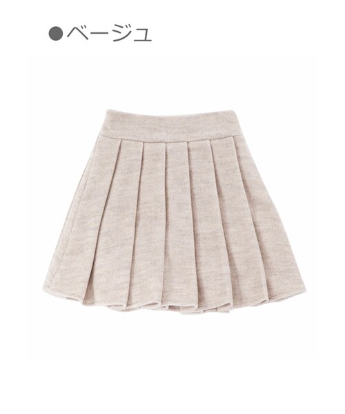 Bobon21(ボボンニジュウイチ)の「羊毛混ミニ丈プリーツスカート-全2色-(スカート・レディース・ブラウン/ベージュ・S/M/L)」の2枚目の写真