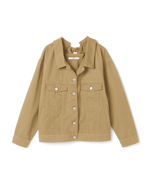 GRL（グレイル）の「バックレースアップツイルジャケット（ミリタリージャケット・レディース・カーキ/ベージュ・F/Ｆ）」の2枚目の写真