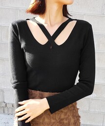 DHOLIC | ネックXストラップニット(ニット/セーター)