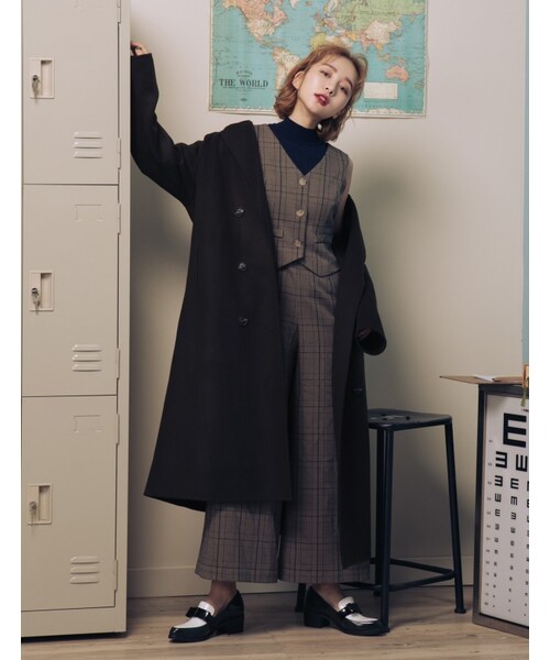 Marjorie（マージョリー）の「妳的格調，復古格紋改良版西裝連身褲（パンツ・レディース・灰/卡其・S/M）」の15枚目の写真
