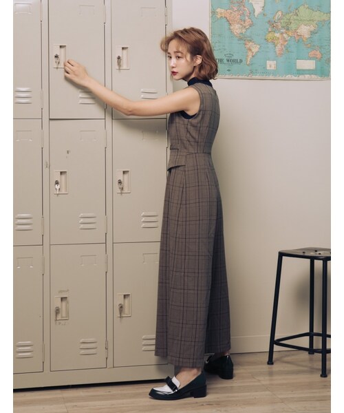 Marjorie（マージョリー）の「妳的格調，復古格紋改良版西裝連身褲（パンツ・レディース・灰/卡其・S/M）」の16枚目の写真