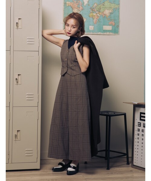 Marjorie（マージョリー）の「妳的格調，復古格紋改良版西裝連身褲（パンツ・レディース・灰/卡其・S/M）」の13枚目の写真