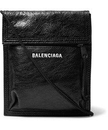 BALENCIAGA | Balenciaga Arena Logo-Print Creased-Leather Messenger Bag(メッセンジャーバッグ)