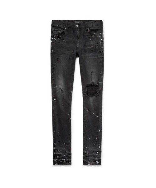 slim-fit distressed enbellished jeans