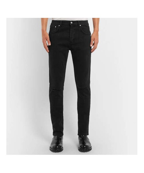 sandro（サンドロ）の「Sandro Skinny-Fit Distressed Stretch-Denim Jeans（デニムパンツ・メンズ・Black・30/32/28/29/33/34）」の4枚目の写真