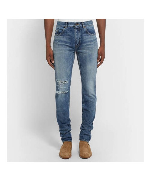 Saint Laurent(サンローラン)の「Saint Laurent Skinny-Fit 15cm Hem Distressed Denim Jeans(デニムパンツ・メンズ・Blue・30/31/32/29/36/28/34)」の2枚目の写真