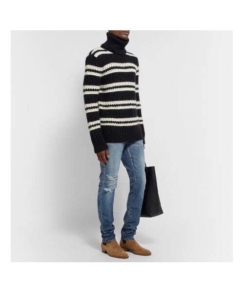 Saint Laurent(サンローラン)の「Saint Laurent Skinny-Fit 15cm Hem Distressed Denim Jeans(デニムパンツ・メンズ・Blue・30/31/32/29/36/28/34)」の3枚目の写真