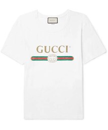 GUCCI | Gucci Distressed Printed Cotton-Jersey T-Shirt(Tシャツ/カットソー)