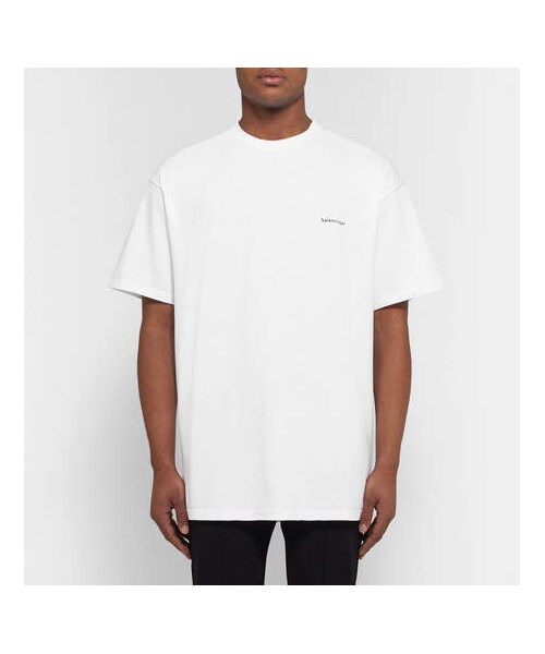 BALENCIAGA(バレンシアガ)の「Balenciaga Logo-Print Cotton-Jersey T-Shirt(Tシャツ/カットソー・メンズ・White・L/XL/M/S)」の4枚目の写真