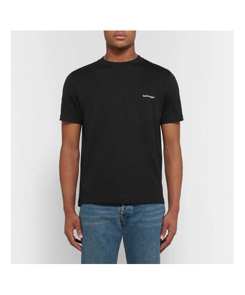BALENCIAGA（バレンシアガ）の「Balenciaga Logo-Print Cotton-Jersey T-Shirt（Tシャツ/カットソー・メンズ・Black・L/M/S）」の4枚目の写真