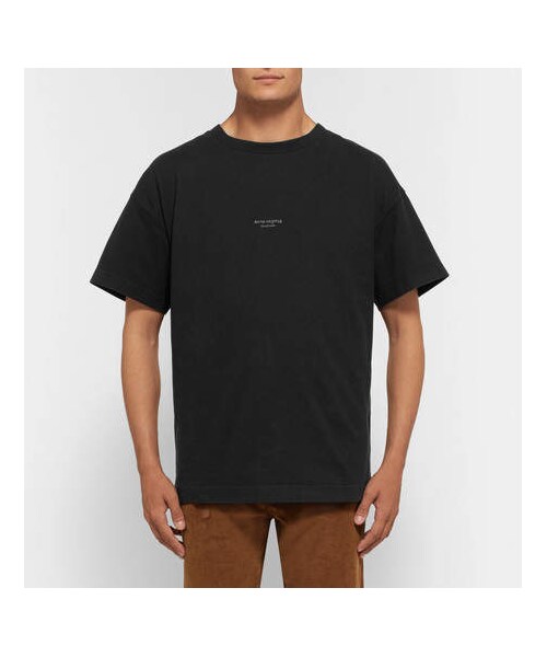 Acne Studios（アクネストゥディオズ）の「Acne Studios Logo-Print Garment-Dyed Cotton-Jersey T-Shirt（Tシャツ/カットソー・メンズ・Black・XS/S/M/XL/L）」の4枚目の写真