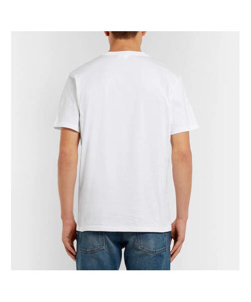 ami（アミ）の「AMI + The Smiley Company Appliquéd Cotton-Jersey T-Shirt（Tシャツ/カットソー・メンズ・White・XL/M/XS/S/L）」の4枚目の写真