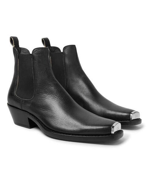 Tak for din hjælp Dripping Ønske Calvin Klein（カルバン・クライン）の「CALVIN KLEIN 205W39NYC Chris Metal Toe-Cap  Full-Grain Leather Boots（ブーツ）」 - WEAR