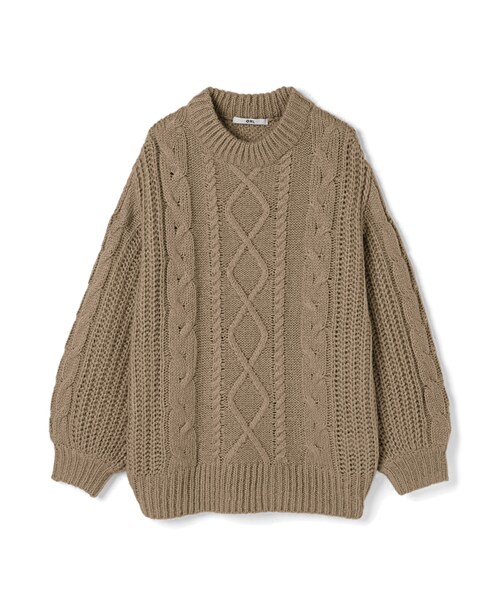 GRL（グレイル）の「ケーブル柄ボリューム袖ニットプルオーバー（ニット/セーター・レディース・ベージュ/アイボリー/モカ/グレー・F/Ｆ）」の4枚目の写真