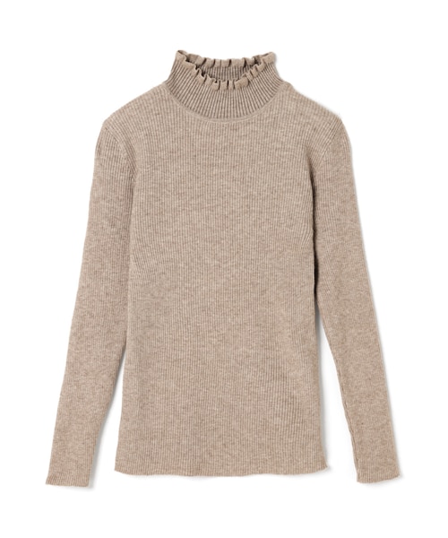 GRL（グレイル）の「フリルネックリブニットトップス（ニット/セーター・レディース・ブラック/ベージュ・M）」の2枚目の写真