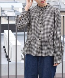 w closet（ダブルクローゼット）の「千鳥柄ぺプラムギャザーブラウス
