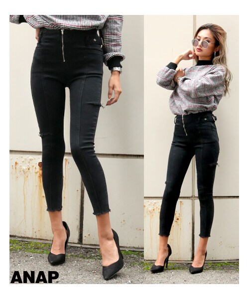 Anap アナップ の センタージップサイドカットベルトスキニーパンツ パンツ Wear