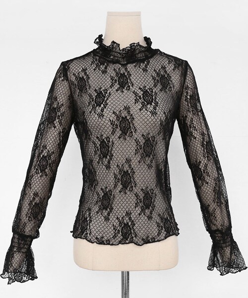DHOLIC（ディーホリック）の「シャーリングレースブラウス（シャツ/ブラウス・レディース・ホワイト/ブラック・FREE）」の2枚目の写真