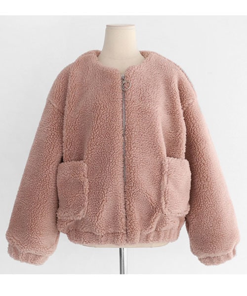 DHOLIC（ディーホリック）の「ポケットショートボアジャケット（その他アウター・レディース・ホワイト/ブルー/ブラウン/ブラック/ベージュ/ピンク・FREE）」の6枚目の写真