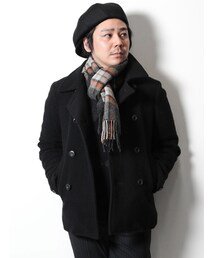 定価5.1万 ラウンジリザード シンサレート ボア メルトン Pコート LOUNGE LIZARD（ラウンジリザード）の「HERRING BONE MELTON 両面起毛P