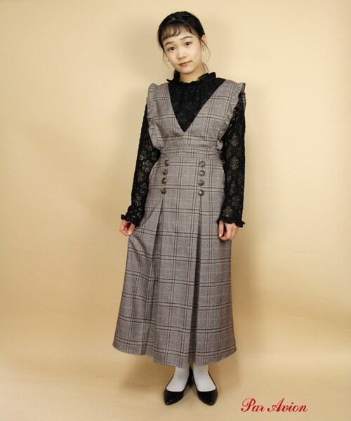 Par Avion パラビオン の 3wayチェックジャンスカ ワンピース Wear