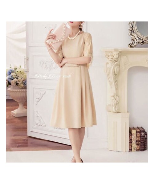 no brand（ノーブランド）の「即日配送 送料無料 2018新作 パーティードレス ドレス ワンピース レース シフォン 袖有り 膝丈 お呼ばれドレス 結婚式 二次会 披露宴 大きいサイズ お呼ばれ 4424p（ワンピース・レディース・その他）」の9枚目の写真