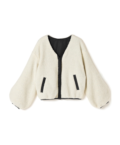 GRL（グレイル）の「無地ｘボアリバーシブルブルゾン（ブルゾン・レディース・アイボリー×カーキ/アイボリー×黒/ベージュ×グレージュ/黒×黒・F/Ｆ）」の2枚目の写真