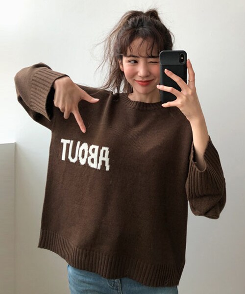 DHOLIC(ディーホリック)の「ABOUTオーバーサイズニット(ニット/セーター・レディース・ホワイト/ブラウン/その他/ブラック/レッド・FREE)」の3枚目の写真