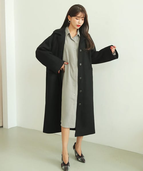 DHOLIC（ディーホリック）の「ラグランスリーブボクシーロングコート（その他アウター・レディース・グリーン/グレー/ブラック/その他/ブラウン・FREE）」の2枚目の写真