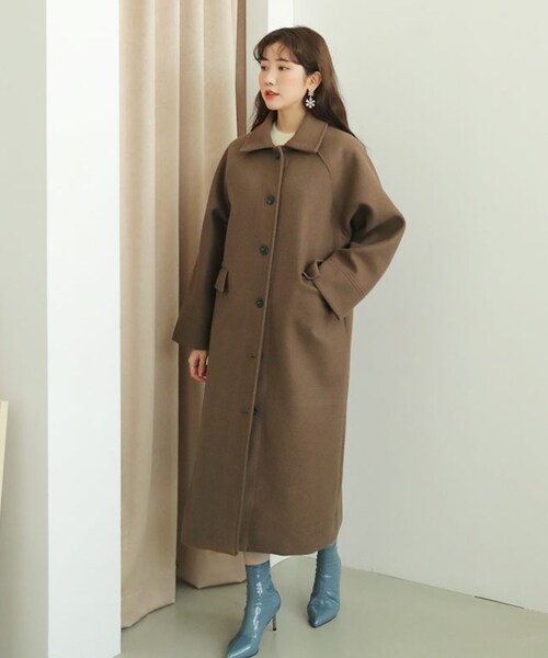 DHOLIC（ディーホリック）の「ラグランスリーブボクシーロングコート（その他アウター・レディース・グリーン/グレー/ブラック/その他/ブラウン・FREE）」の4枚目の写真